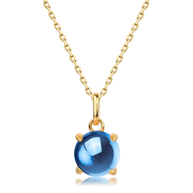 Sky blue crystal cabochon necklace on 18‑inch chain