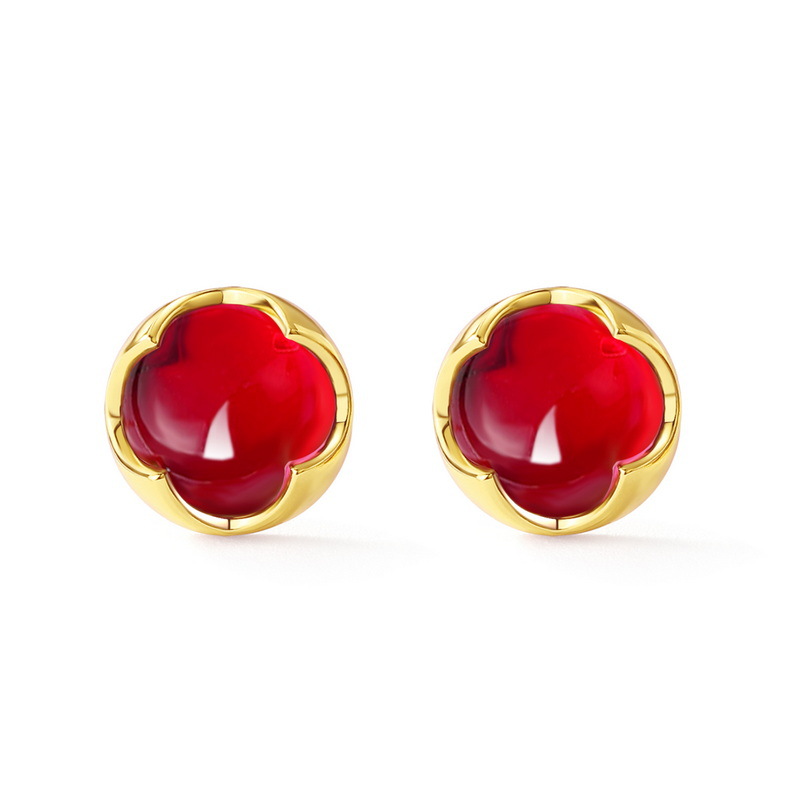 Red garnet-inspired January birthstone stud earrings