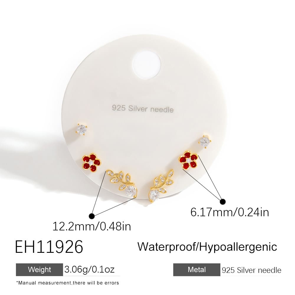 Cartoon Earring Set – Unicorn, Planet & Strawberry Studs (925 Silver)