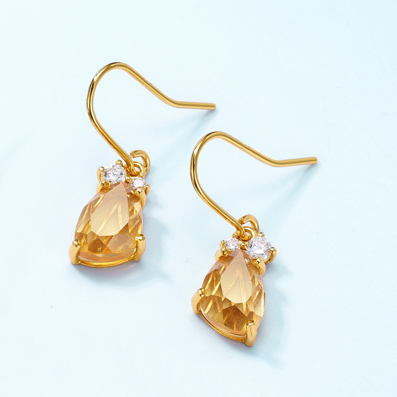 Yellow citrine drop earrings in sterling silver