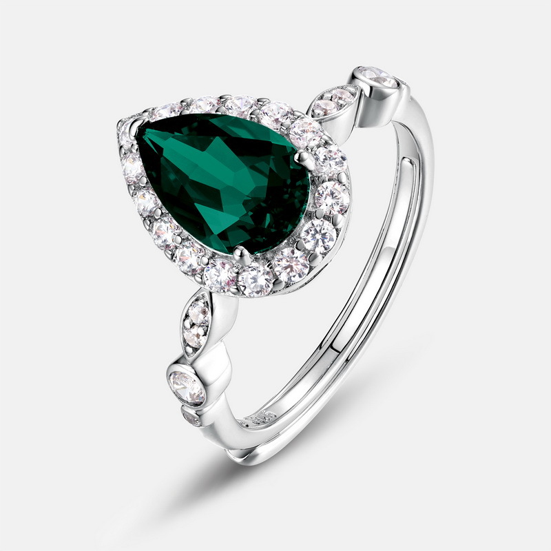 Pear Cut Ring – S925 Silver Lab Ruby and Emerald Jewelry for Women