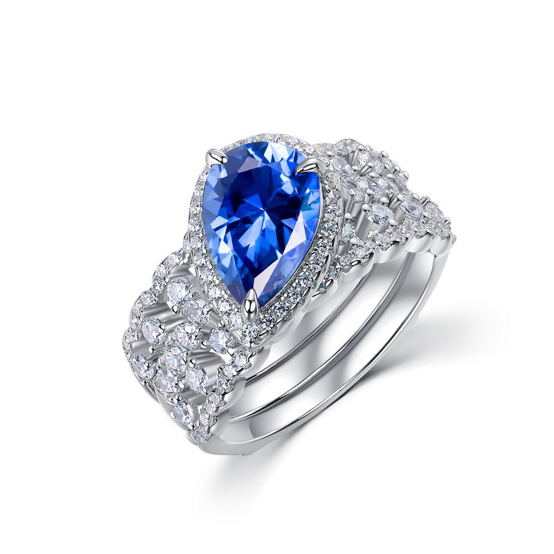 Teardrop Ring – S925 Silver Lab Created Emerald Stacking Jewelry