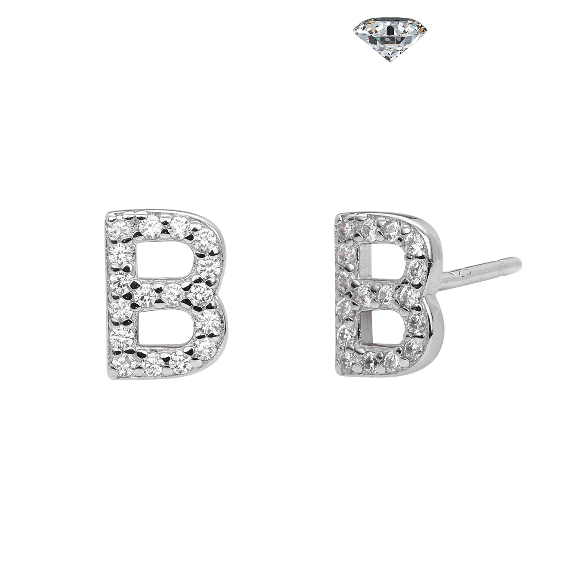 Letter Earrings – S925 Sterling Silver Alphabet Stud Earrings 