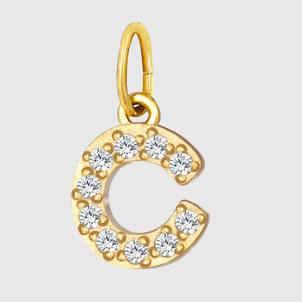 Initial Charm – Pave Full CZ Double Circle Alphabet Pendant for DIY Jewelry
