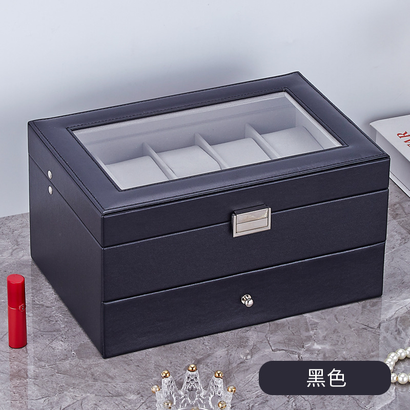 Mens Jewelry Box – Double Layer Clear Display Storage Organizer