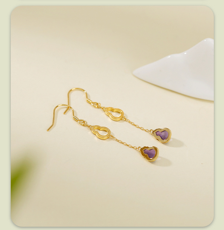 Amethyst drop earrings in gold-plated sterling silver