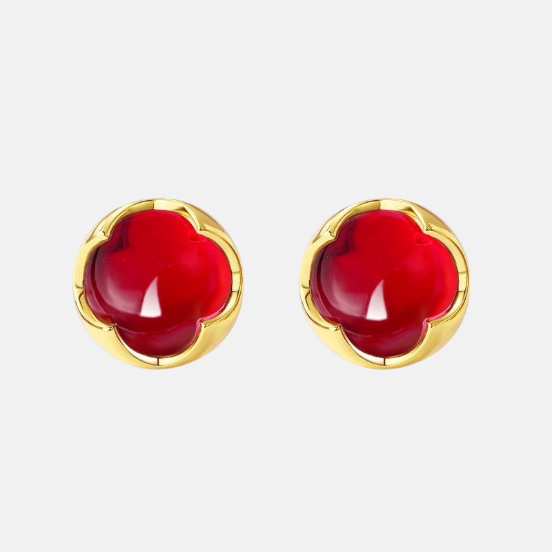 anuary Birthstone Candy Gem Stud Earrings | 10K Gold Plated Sterling Silver