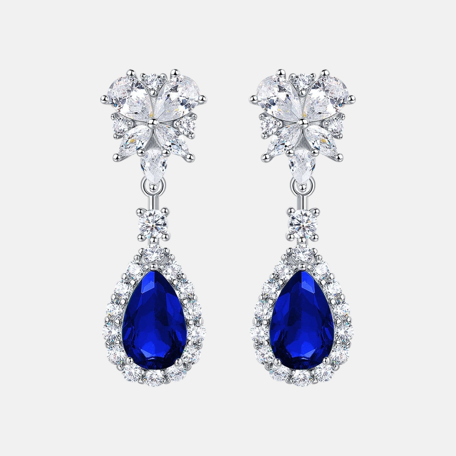 S925 Sterling Silver Long Sapphire Drop Earrings – September Birthstone, European Style