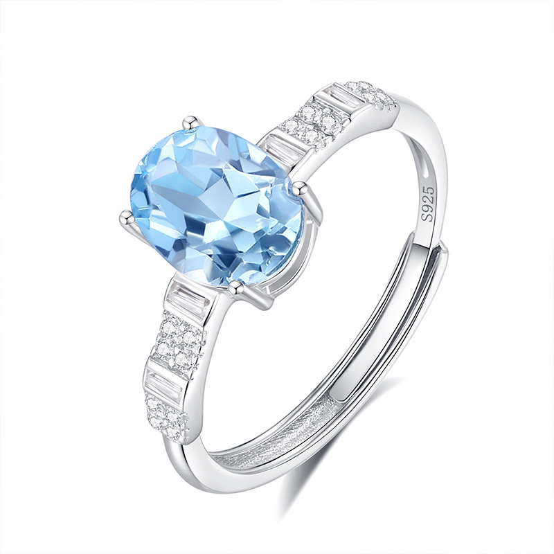 Oval Silver Ring – S925 Sterling Silver with Natural Gemstones (5 Colors)