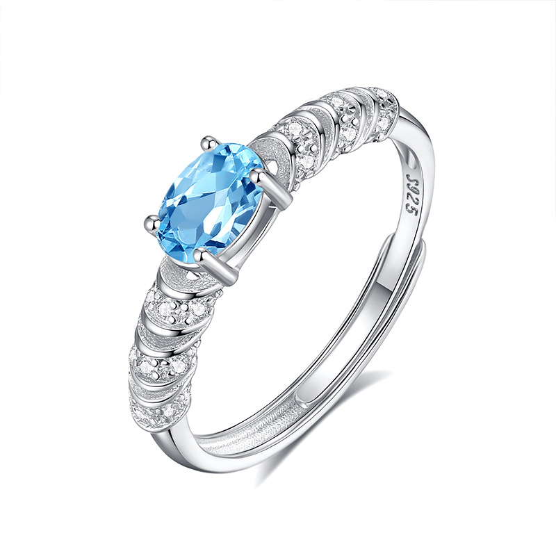Crystal Stone Ring – S925 Sterling Silver with 5 Natural Gemstones