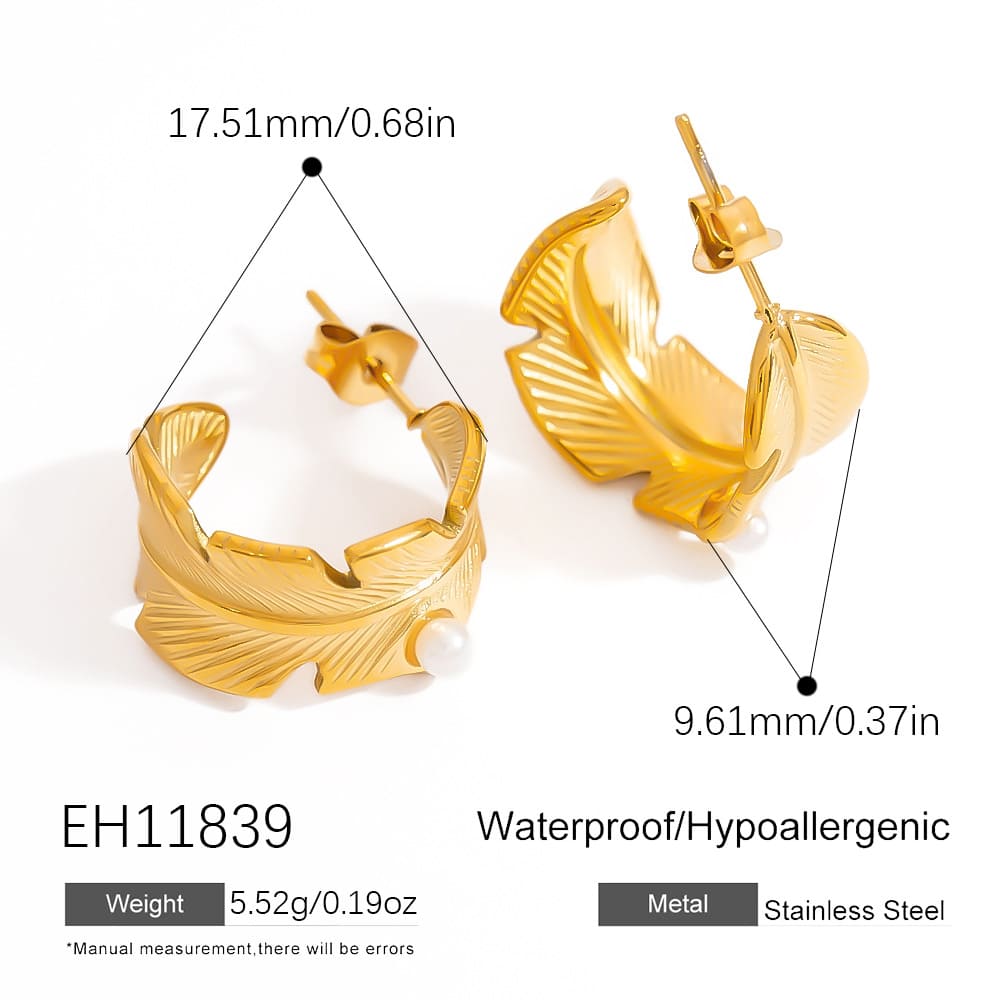 18K Gold Plated Earrings – Minimalist Stainless Steel Drop Hoops with Stone & Acrylic Pendant