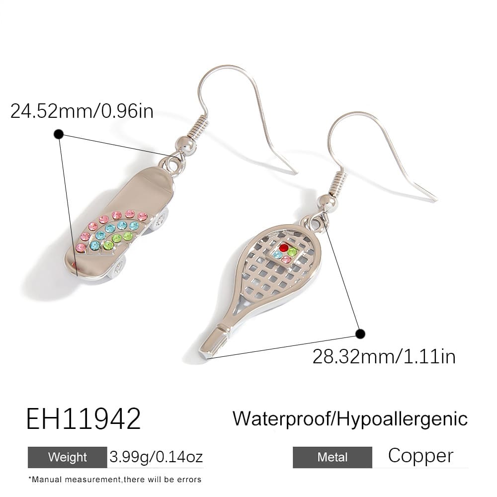 Asymmetrical Earrings – 925 Silver Studs with Surfer & Skater Miniatures (3 Styles)