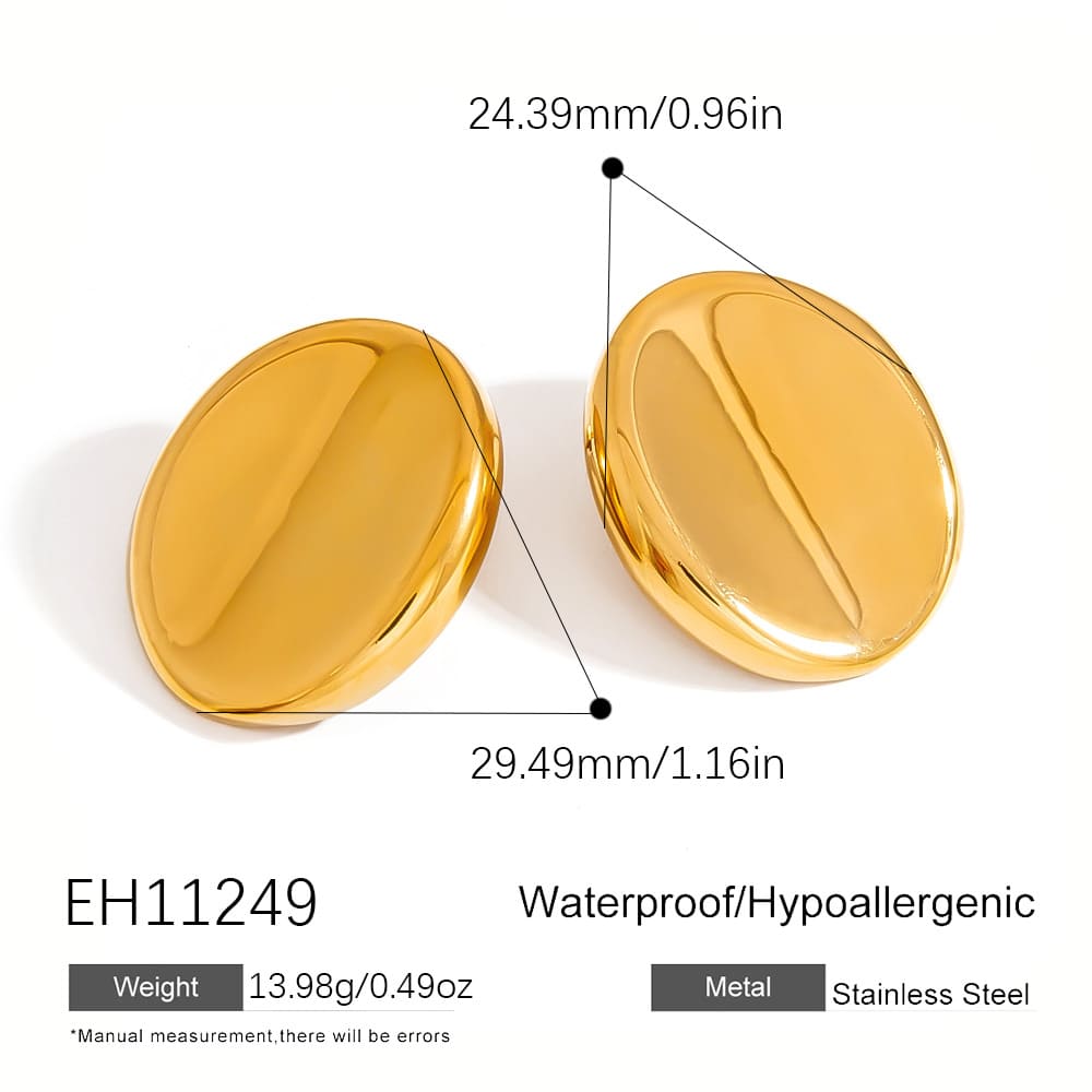 Geometric Earrings – Large Irregular Concave Bubble Oval Studs (4 Styles)