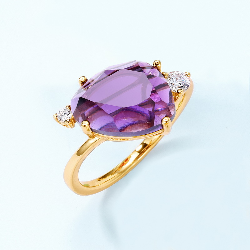 Color Gemstone Ring | 10K Gold Plated Sterling Silver | Synthetic Birthstone Series