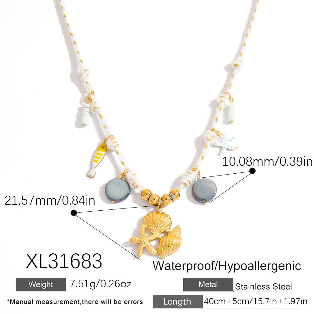 Mother’s Day Necklace Deals – 18K Gold Plated Starfish & Coral Pendant Choker