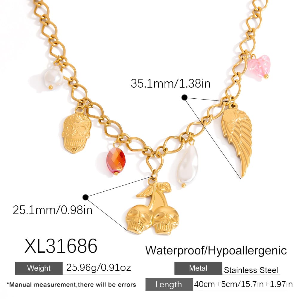 Matching Necklaces for Couples – Angel & Devil Vintage Skull Pendant Set