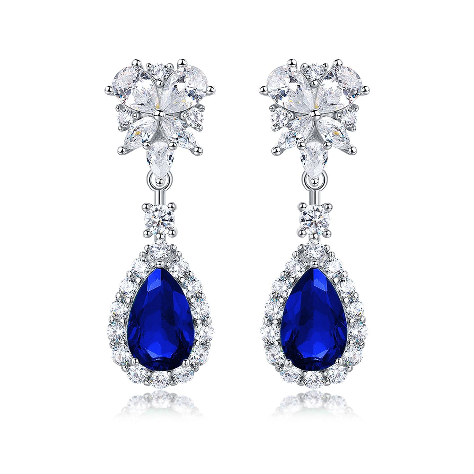 S925 Sterling Silver Long Sapphire Drop Earrings – September Birthstone, European Style