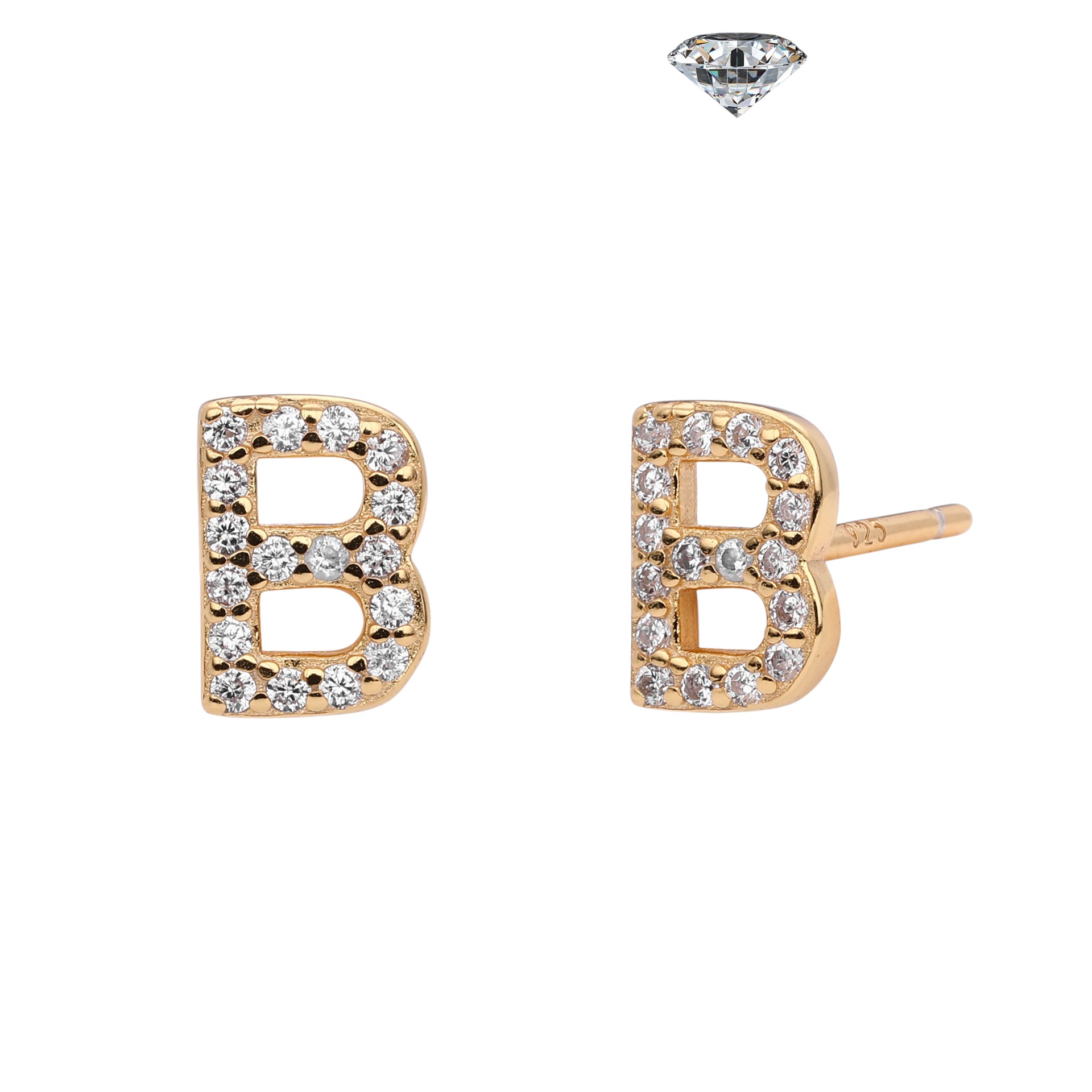 Letter Earrings – S925 Sterling Silver Alphabet Stud Earrings 