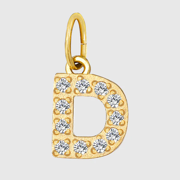 Initial Charm – Pave Full CZ Double Circle Alphabet Pendant for DIY Jewelry