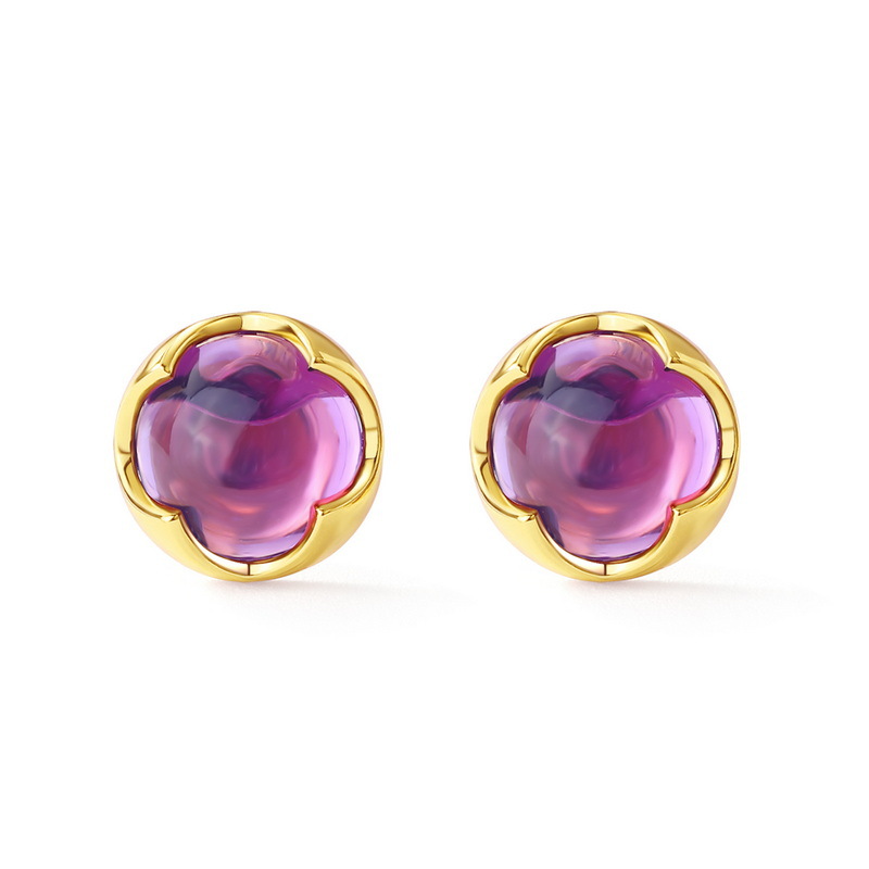 Purple synthetic amethyst candy gemstone earrings