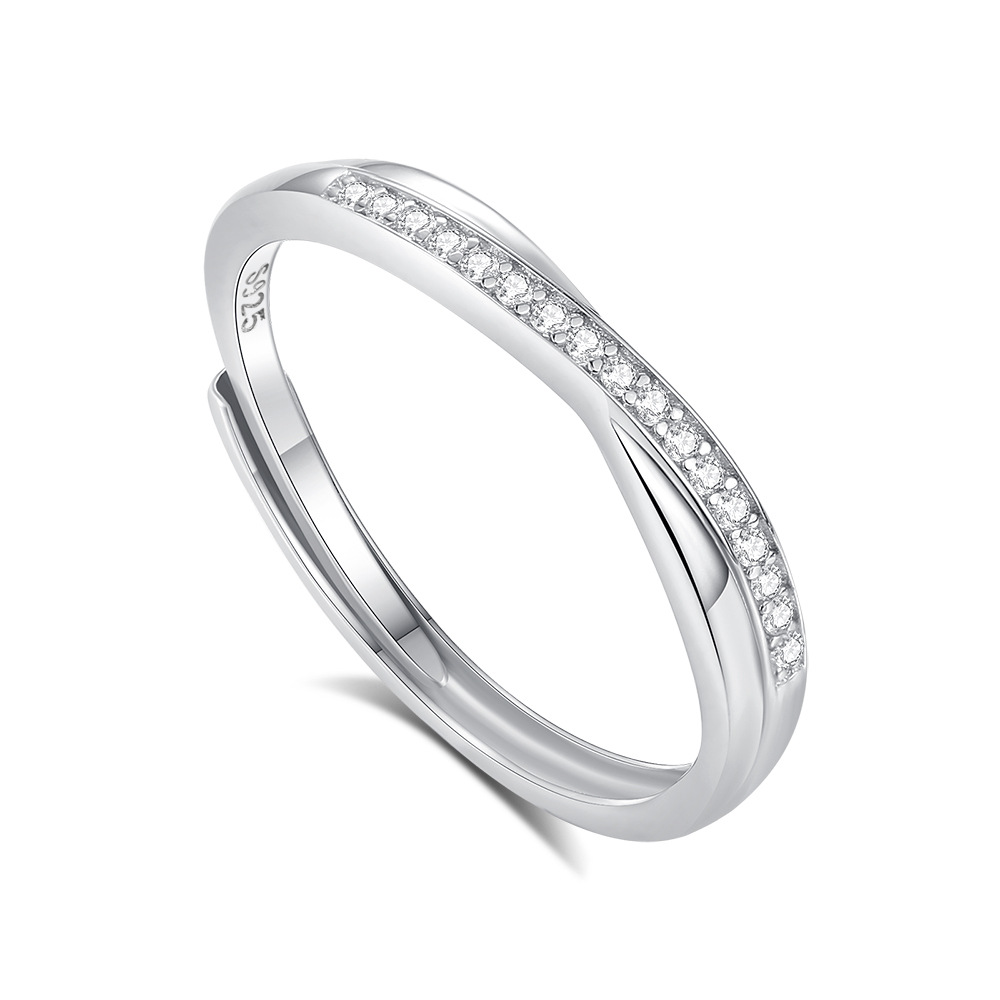 Elegant women’s Mobius design wedding ring in sterling silver