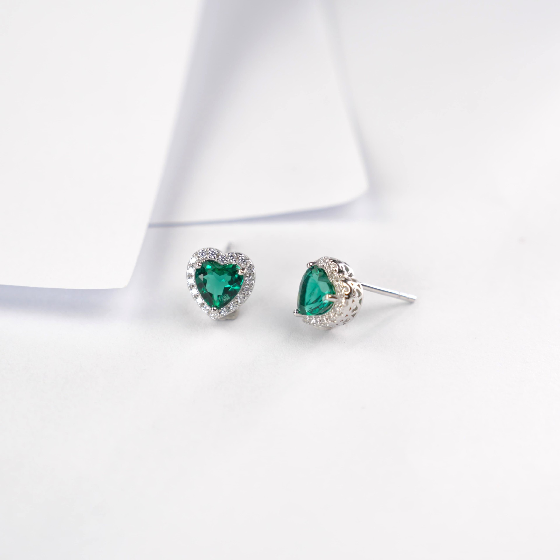 Heart-Shaped Pave Lab-Grown Ruby Earrings – S925 Silver Luxury