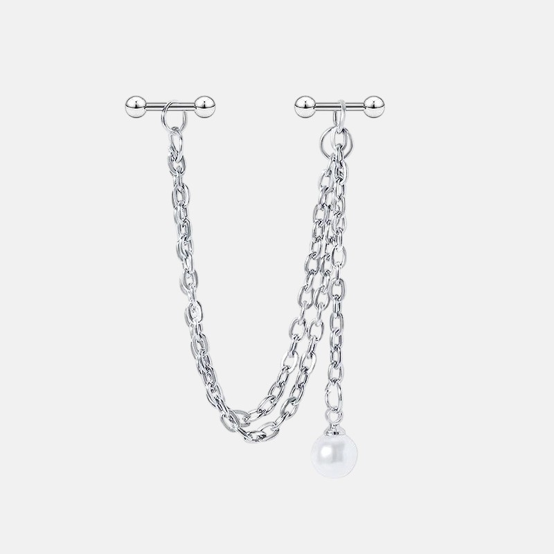 Best Ear Piercing Jewelry – Pearl Chain Cartilage Earring with Star Stud