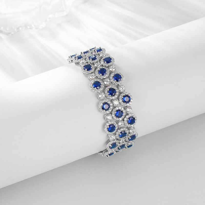 Sterling silver emerald tennis bracelet full pave design

