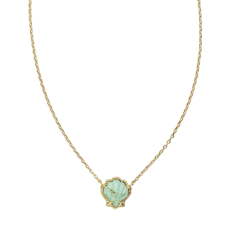 Kendra Scott Seashell Necklace – Blue Shell Pendant on Gold Chain, Perfect Coastal Style Statement