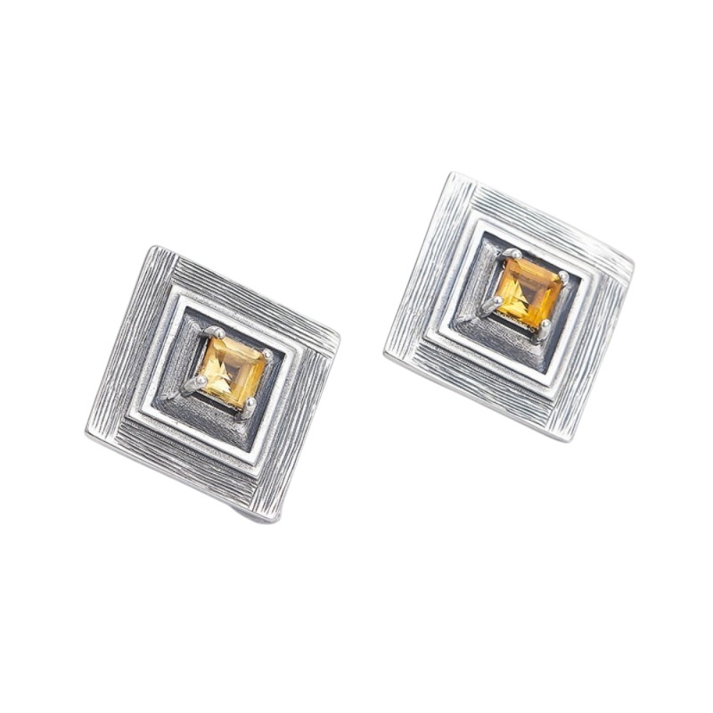 S925 Silver Geometric Peridot Stud Earrings