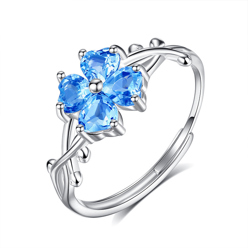 Four Leaf Clover Ring – Adjustable S925 Sterling Silver Lucky Charm