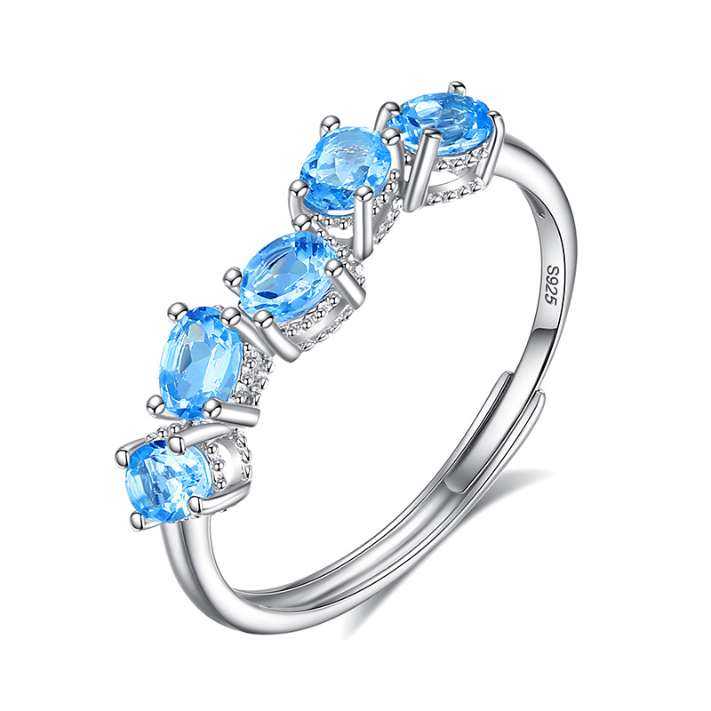 Minimalist Silver Ring – Adjustable S925 Sterling Silver with Natural Crystal