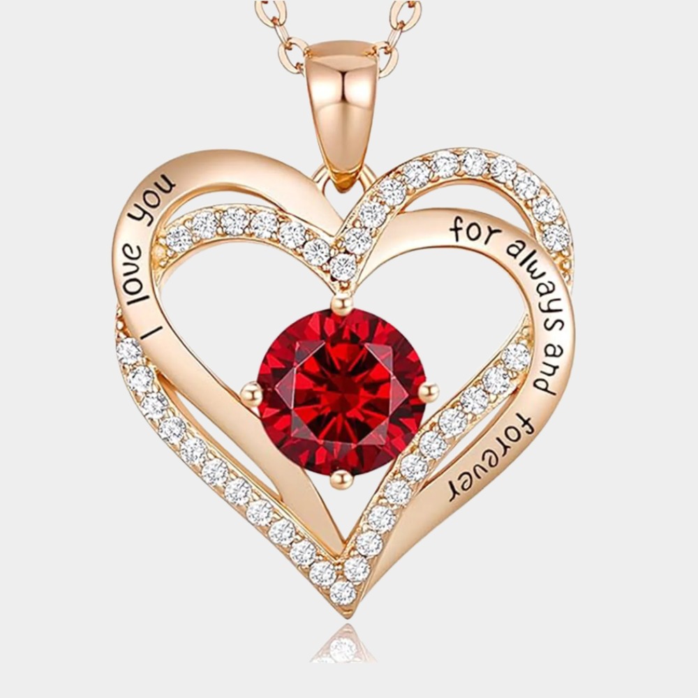 January Birthstone Heart Pendant Necklace - Leo Birthstone