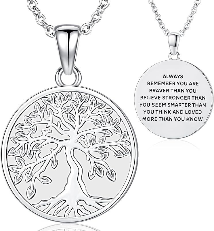 S925 Sterling Silver Tree of Life Gemstone Pendant Necklace-Birthstone Jewelry