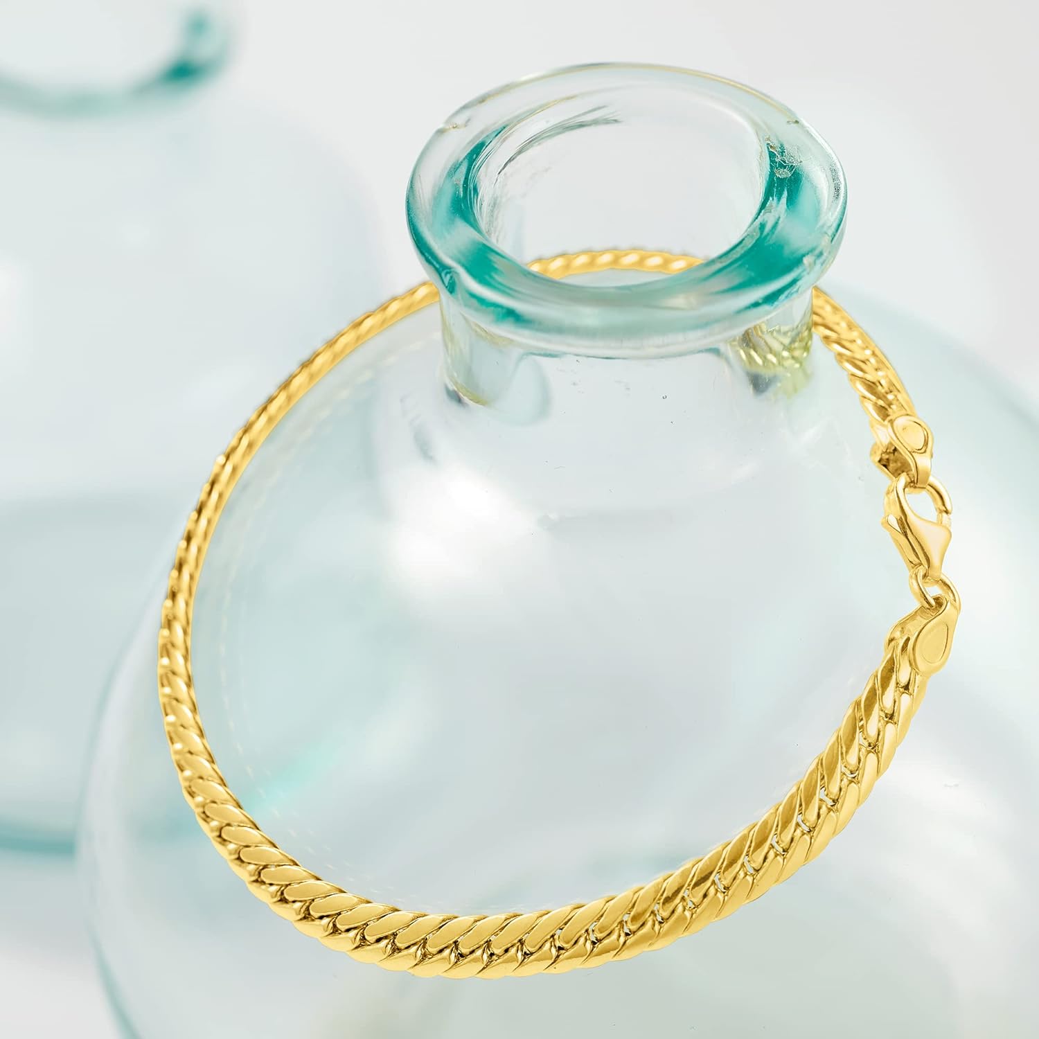 BlingKu Mens 18kt Yellow Gold Cuban-Link Bracelet-Birthstone Jewelry