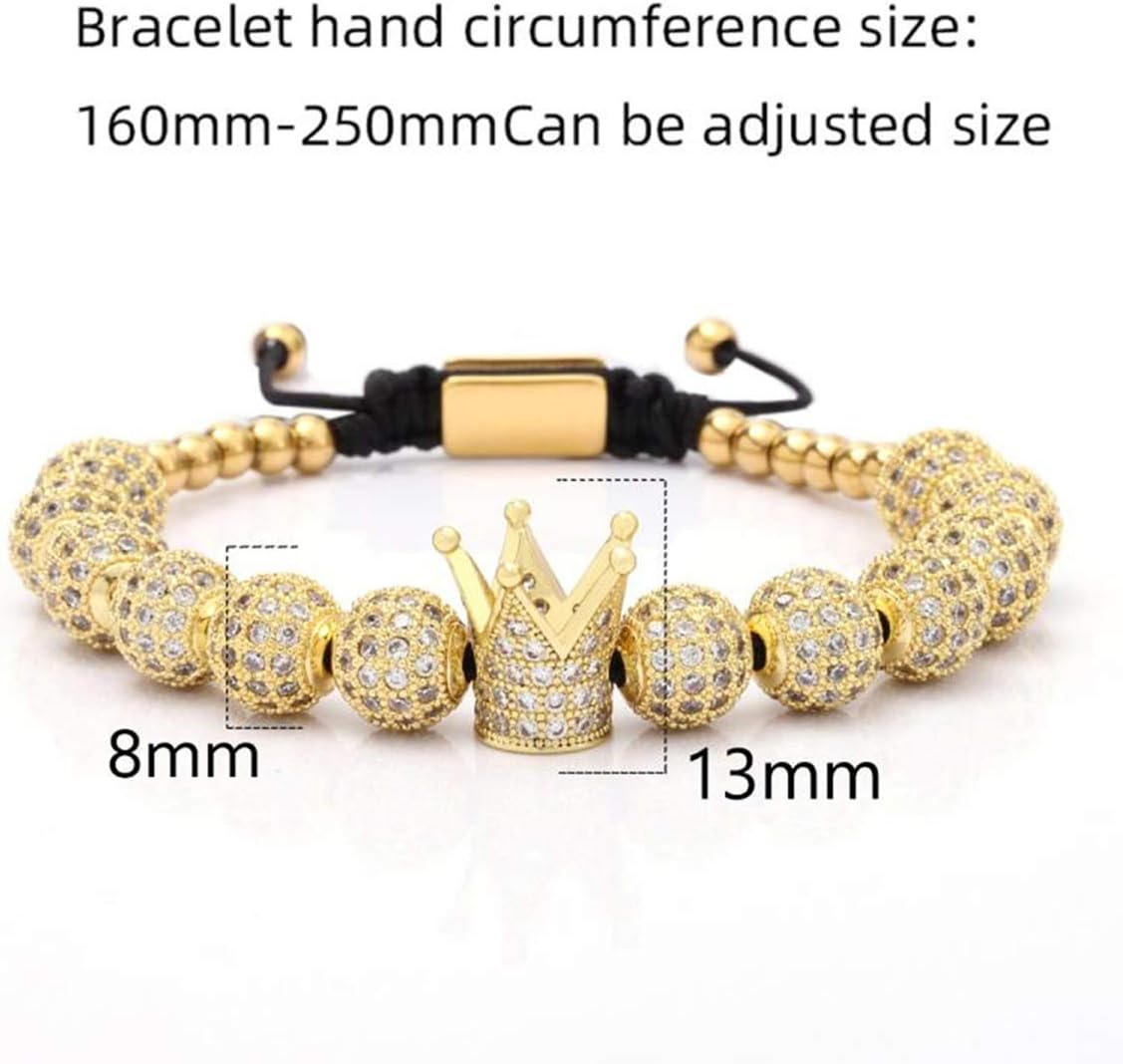 BlingKu Men's Crown of Glamour Gold Bracelet-Birthstone Jewelry