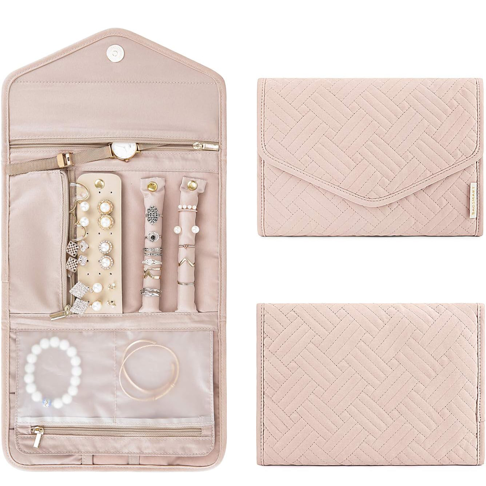 Travel Jewelry Organizer Case Foldable Jewelry Roll-Birthstone Jewelry