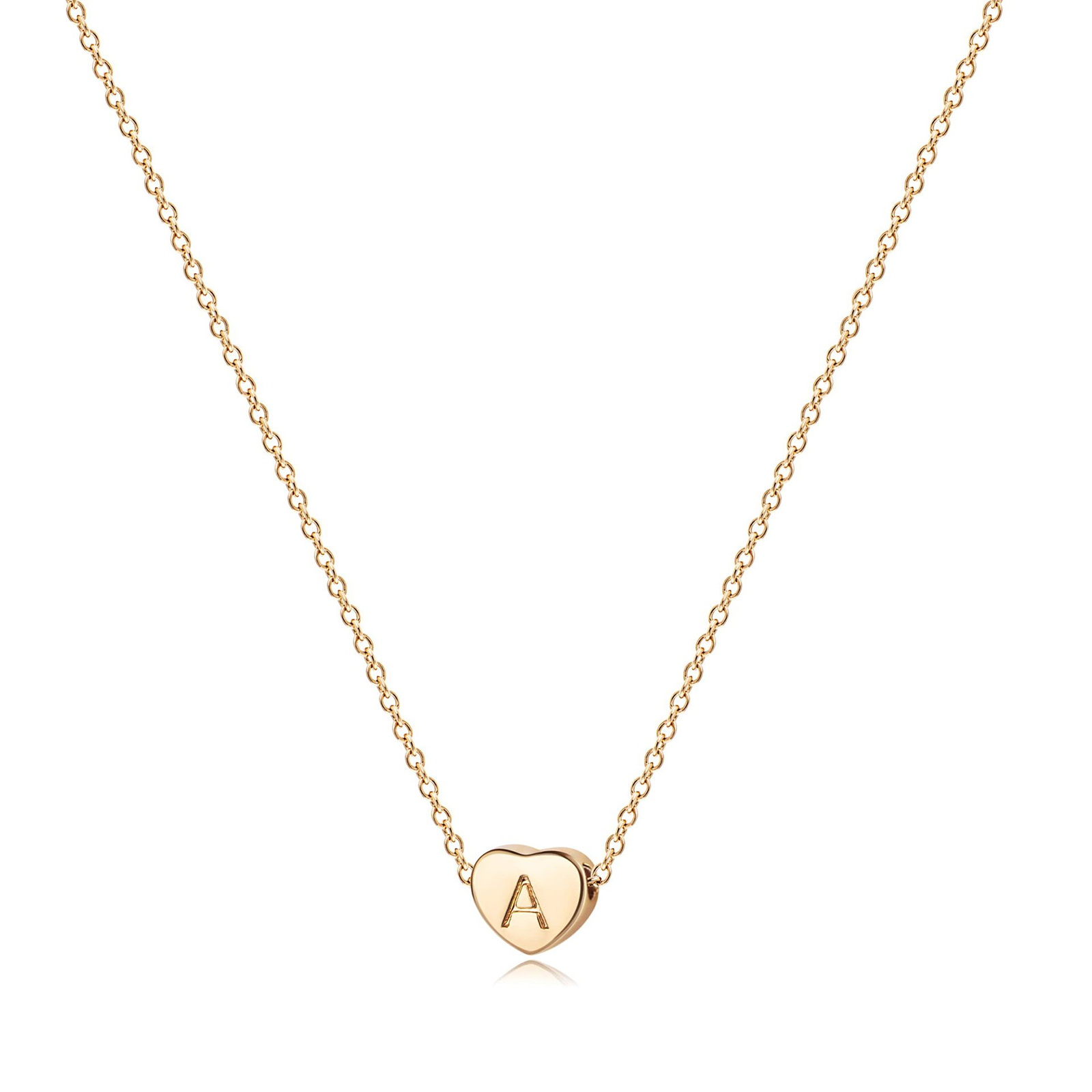 Gold Plated Handmade Dainty Letter Heart Necklace-Birthstone Jewelry