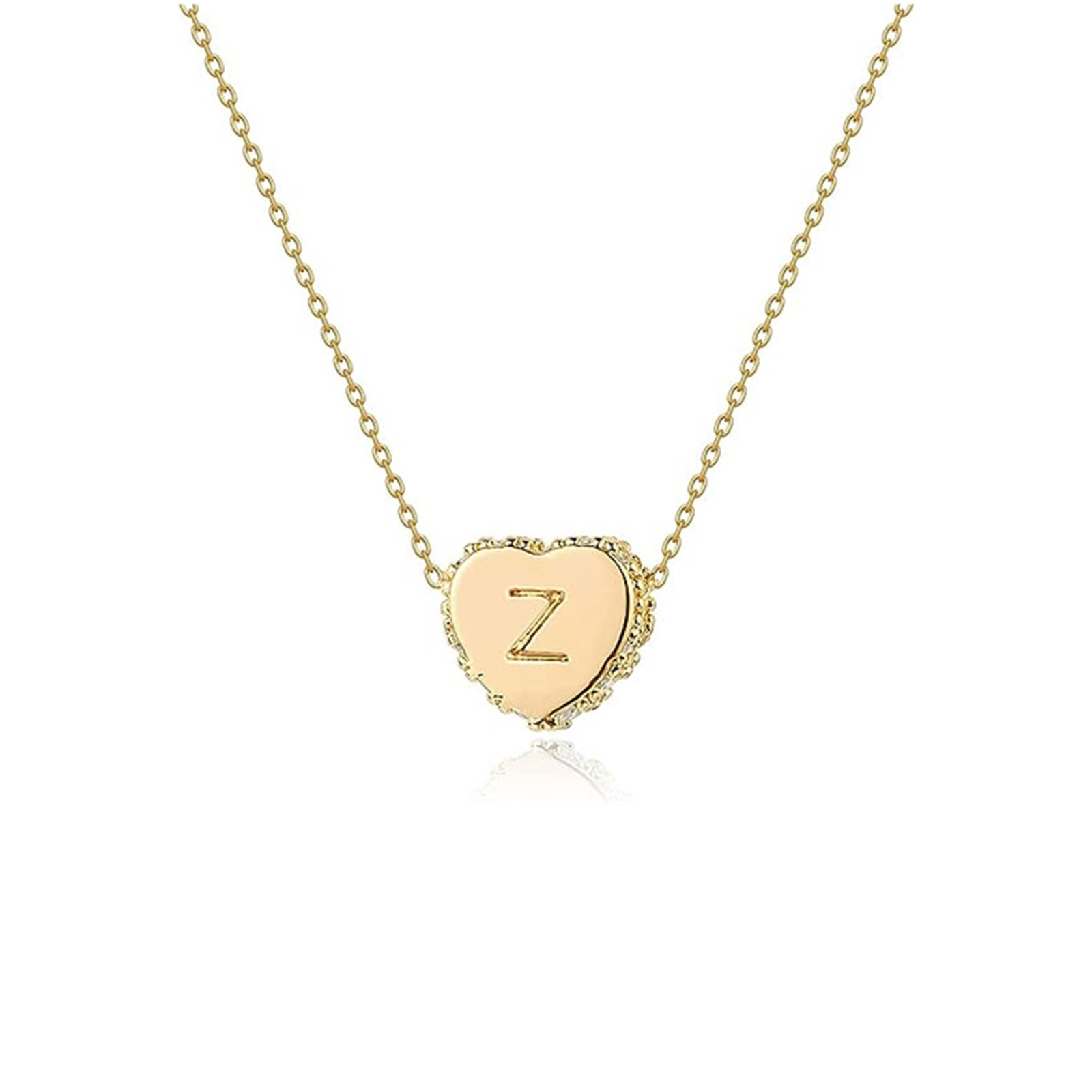 Gold Plated Handmade Dainty Letter Heart Necklace-Birthstone Jewelry