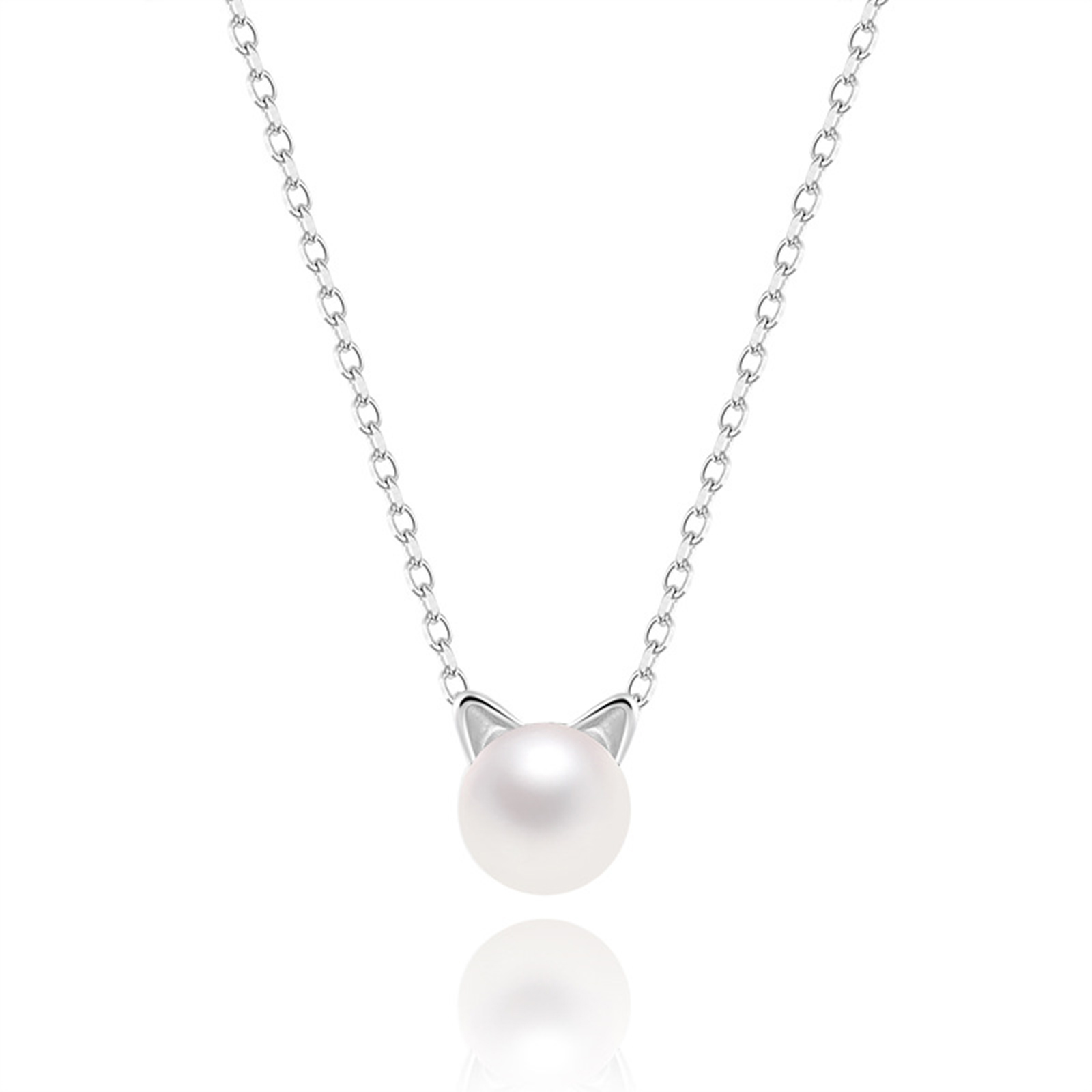 Silver AAA+ Freshwater Cultured Pearl Cat Pearl Pendant-Birthstone Jewelry