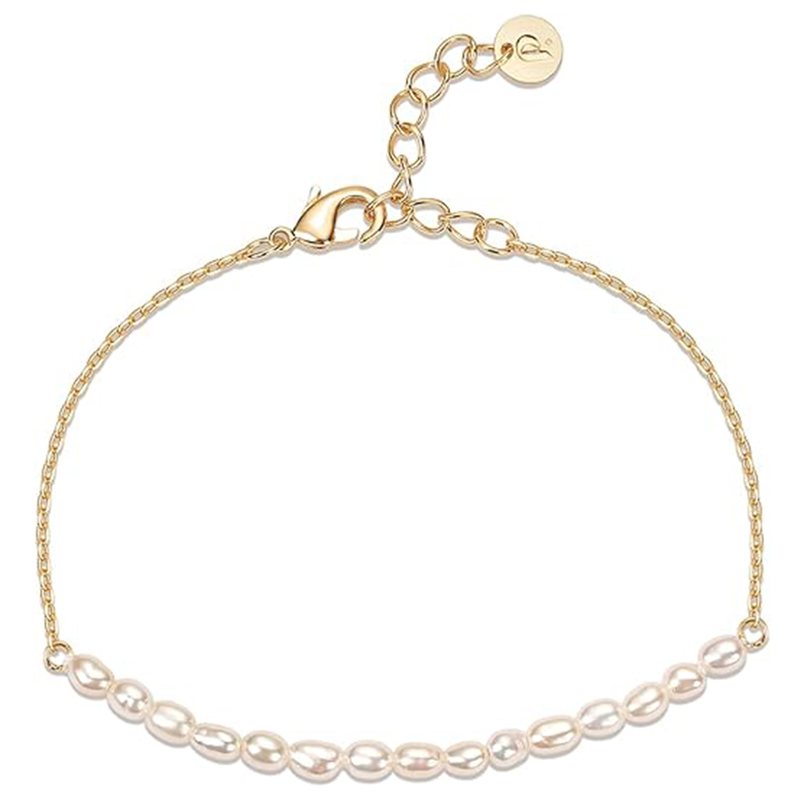 Gold Tiny Pearl Bracelet | 14K Gold Plated Freshwater Cultured Pearls 