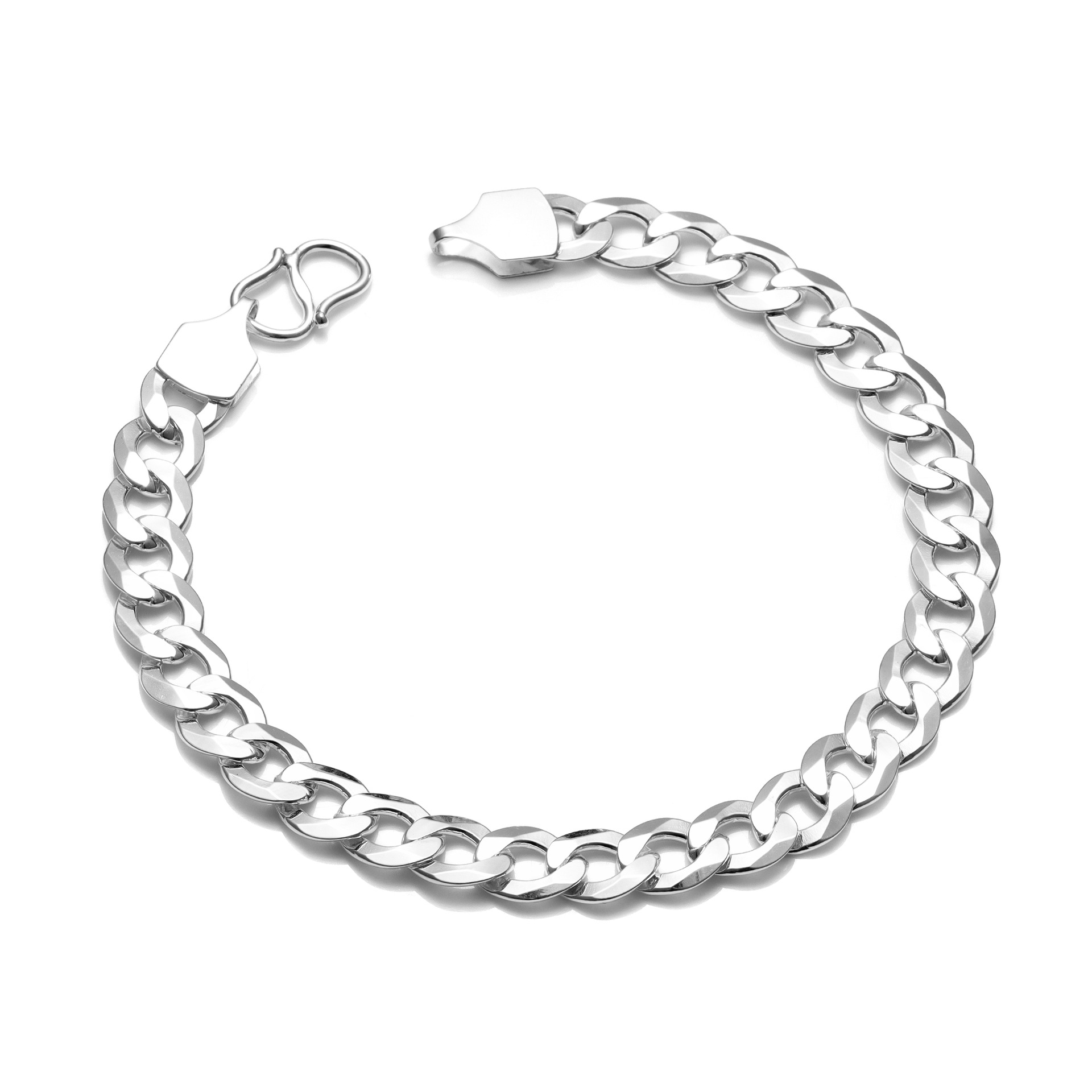 925 Sterling Silver Diamond-Cut Cuban Link Curb Chain Bracelet for Men-Birthstone Jewelry