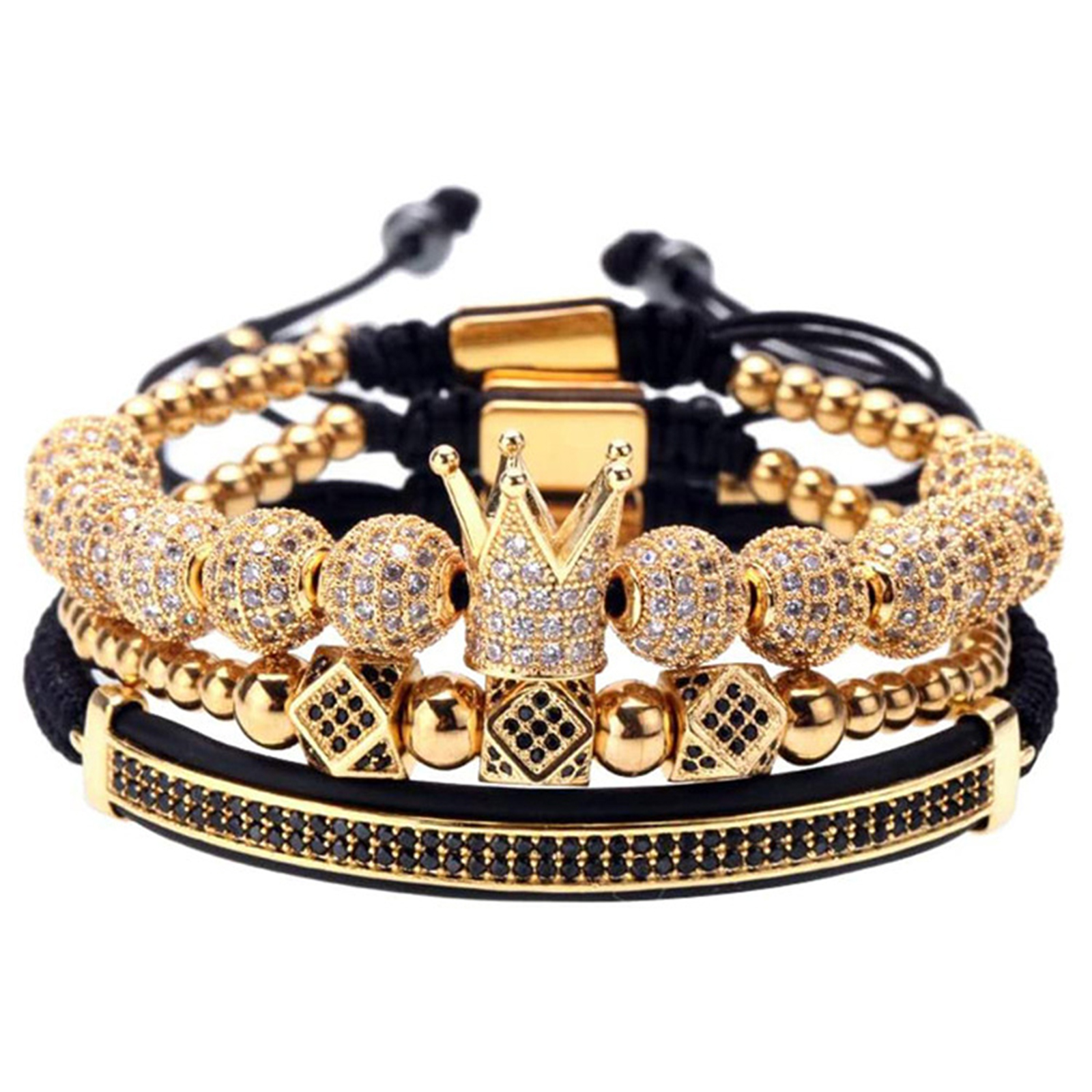 Imperial Crown King Gold  Bracelet Mens / Stainless Steel Bracelets for Men -Birthstone Jewelry