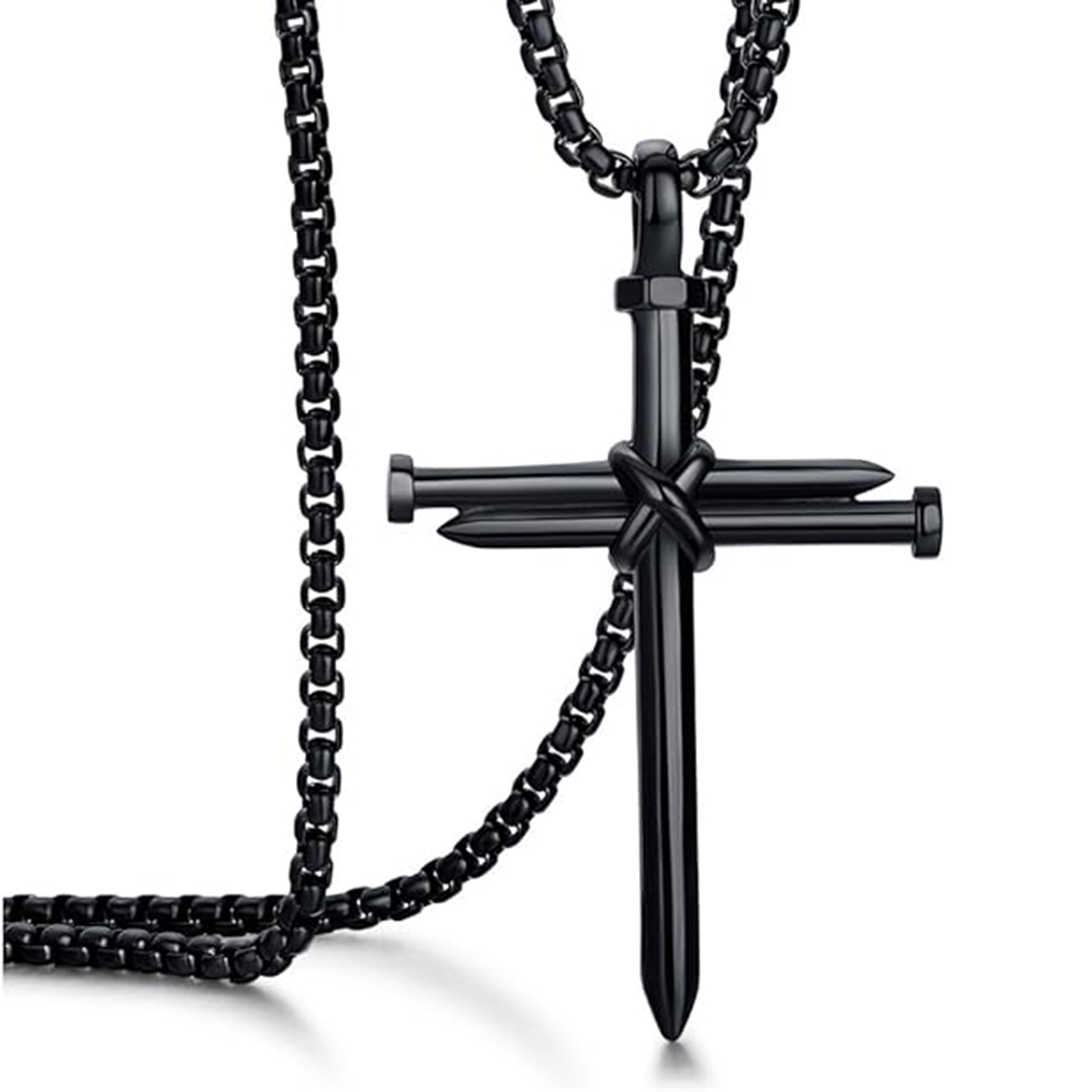 Men's Stainless Steel Nail Cross Pendant Necklace-Birthstone Jewelry