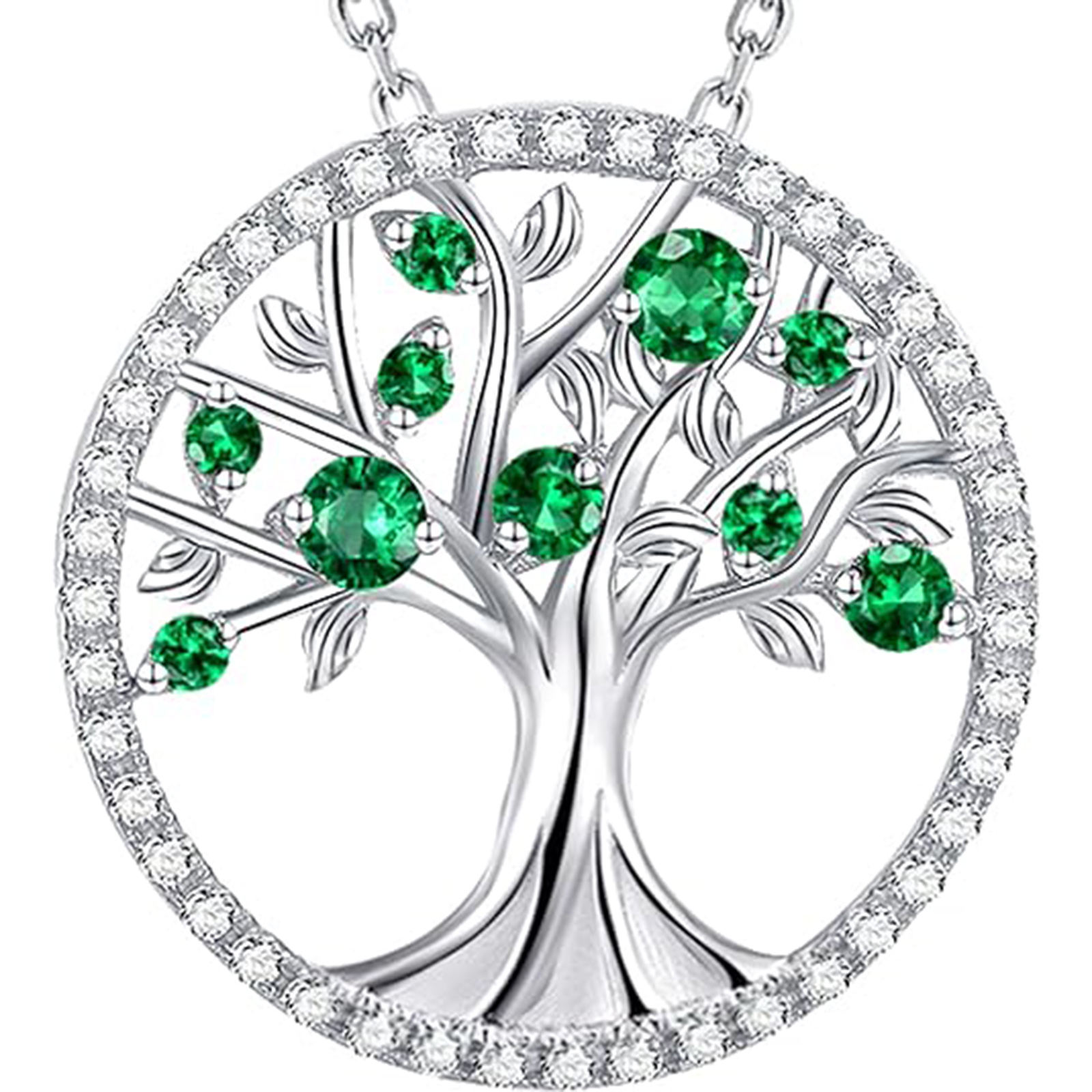 May Birthstone Tree of Life Necklace,  Tree Coin Pendant Necklace