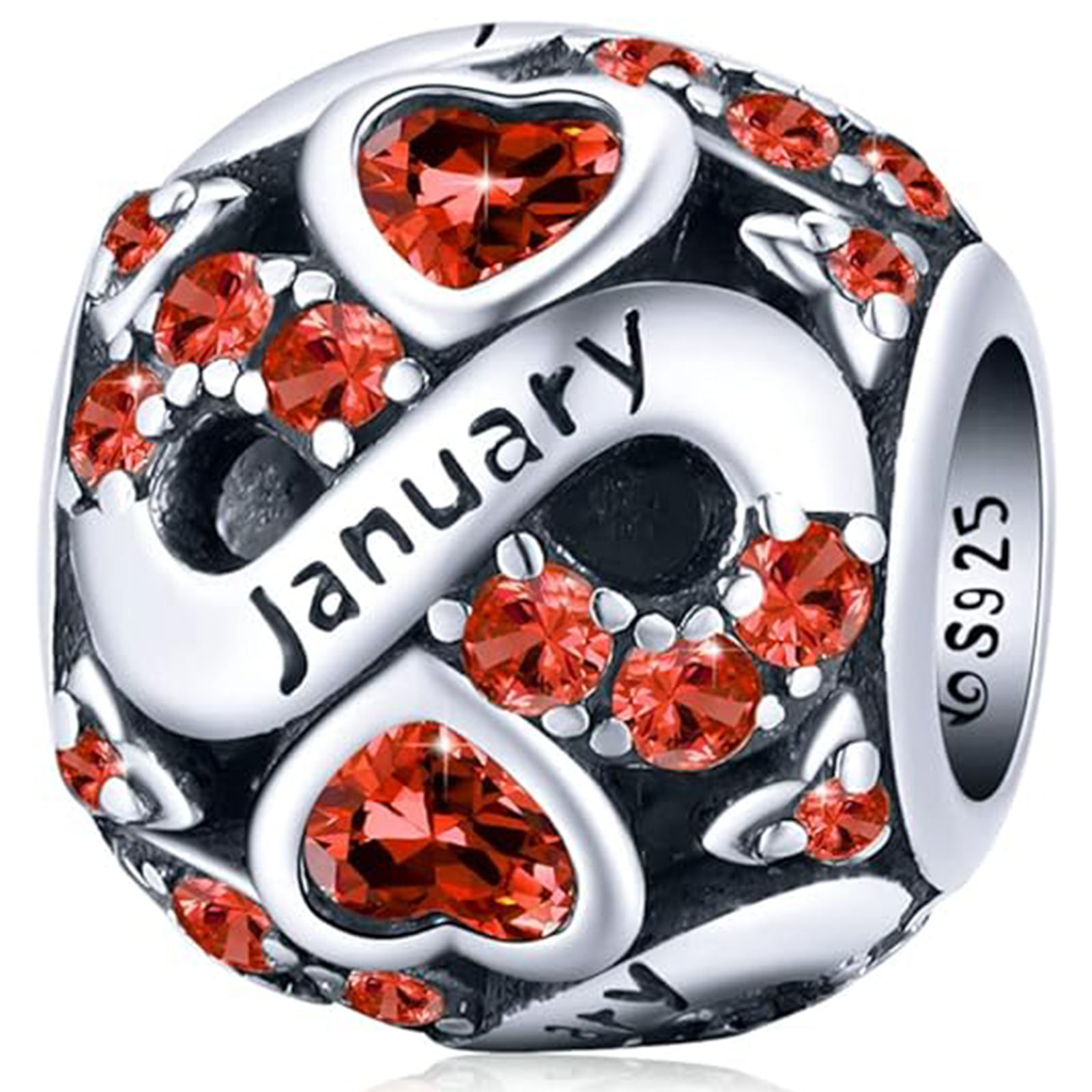 January Birthstone Birthstone Charm Jewelry Infinity Love Heart Charm Openwork Bead