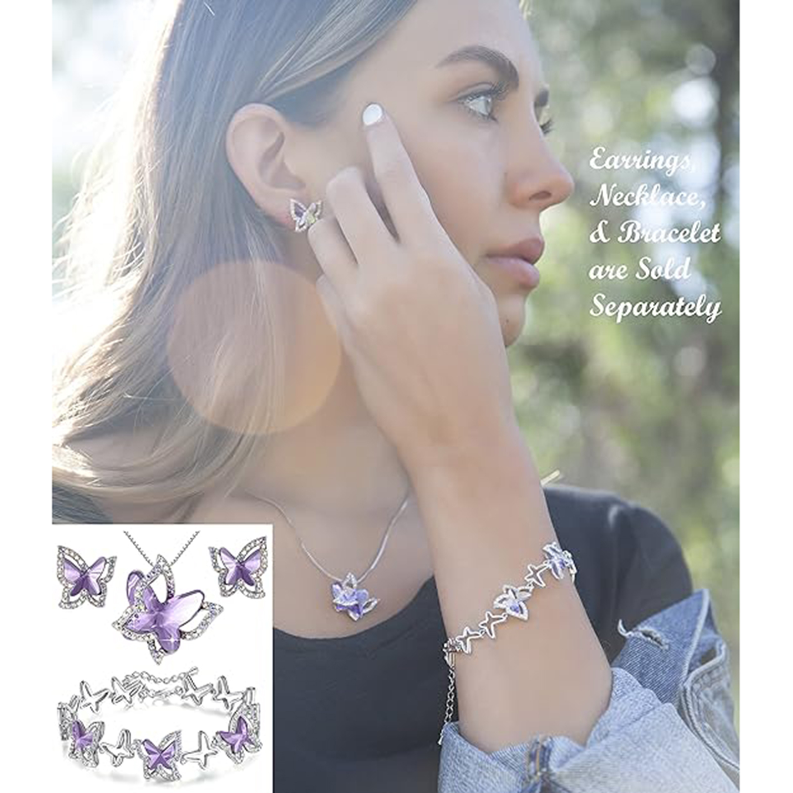 February Birthstone Butterfly Birthstone Crystal Necklace-Aquarius Birthstone-Birthstone Jewelry