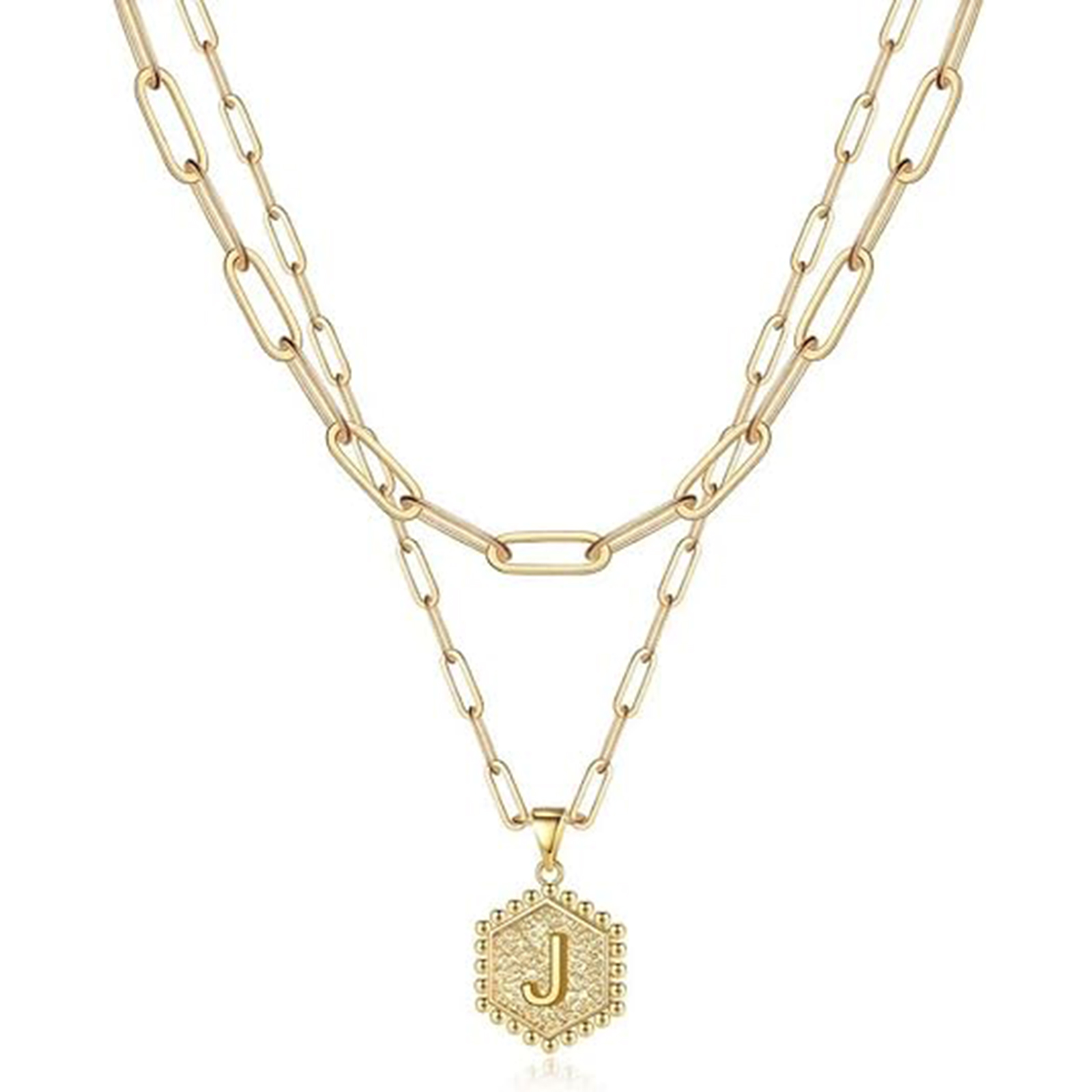 14K Gold Plated Hexagonal Letter Necklace