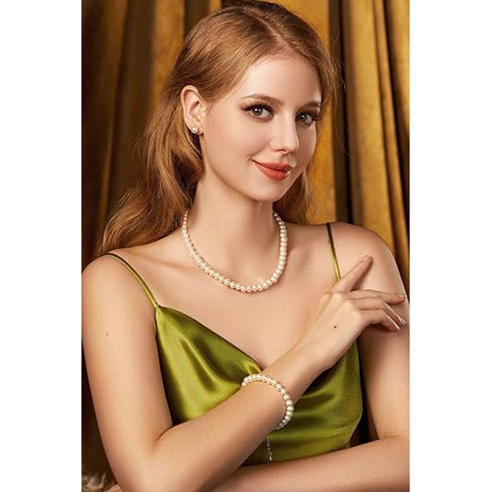 Round Imitation Pearl Necklace Wedding Pearl Necklace for Brides-Birthstone Jewelry