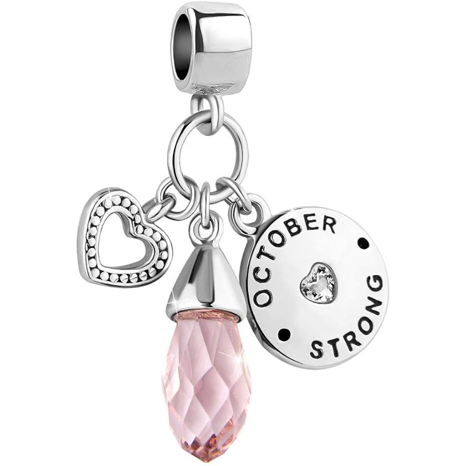 October Birthstone Heart Love Simulated Birthstone Charms for Bracelets-Birthstone Jewelry